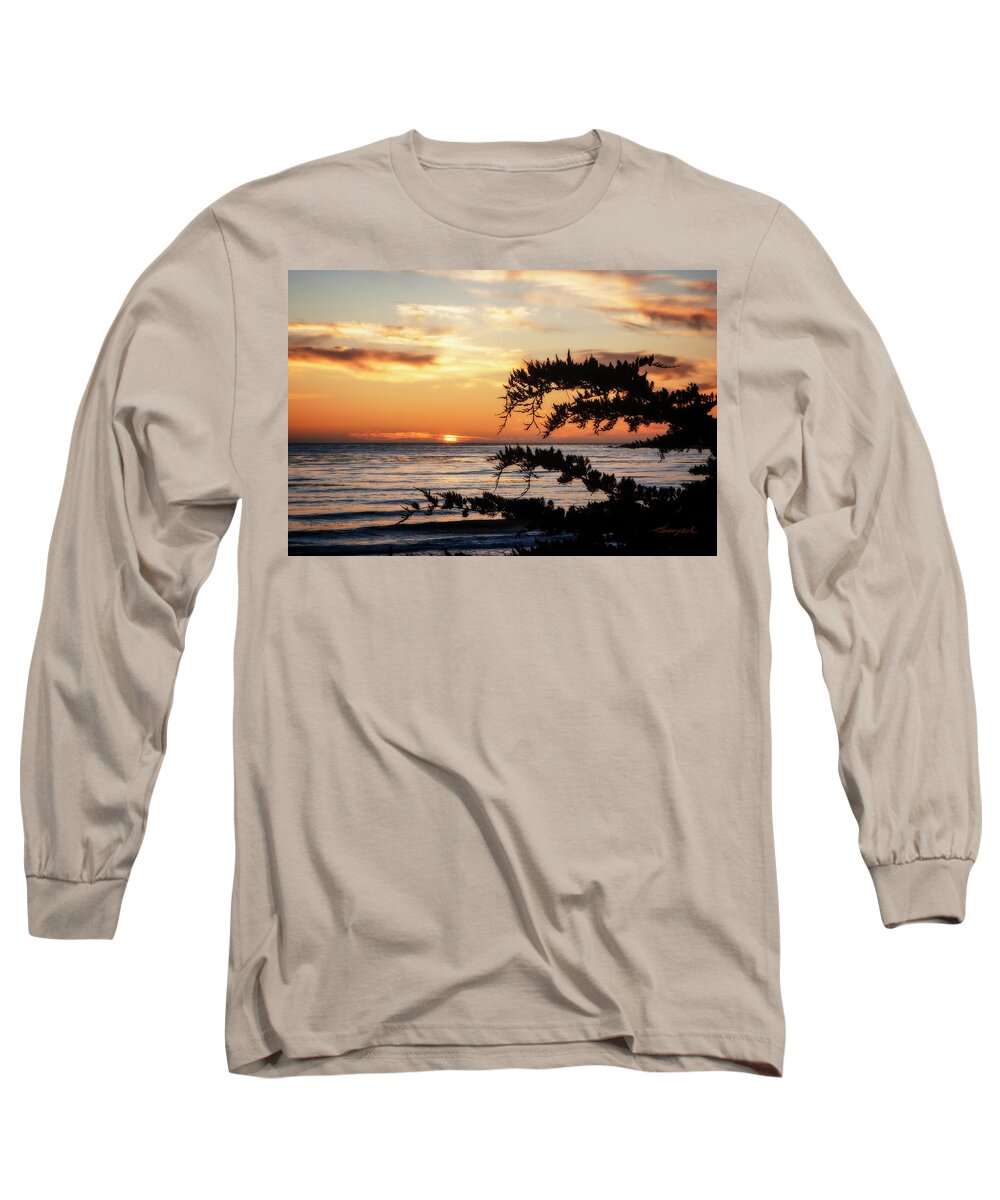 Color Long Sleeve T-Shirt featuring the photograph Sunset on Carmel Bay by Alan Hausenflock