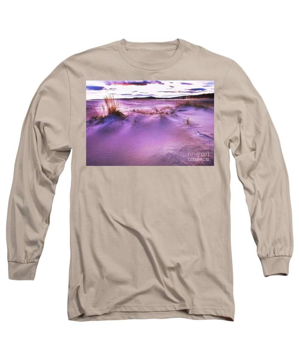 Popham Beach Long Sleeve T-Shirt featuring the photograph Sunset Sand on Popham Beach, Phippsburg, Maine by Anita Pollak