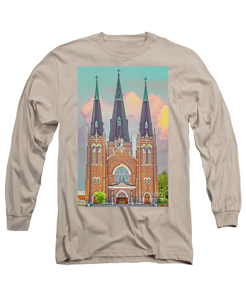 Spires Long Sleeve T-Shirt featuring the photograph Sunset steeples by Susan Vineyard