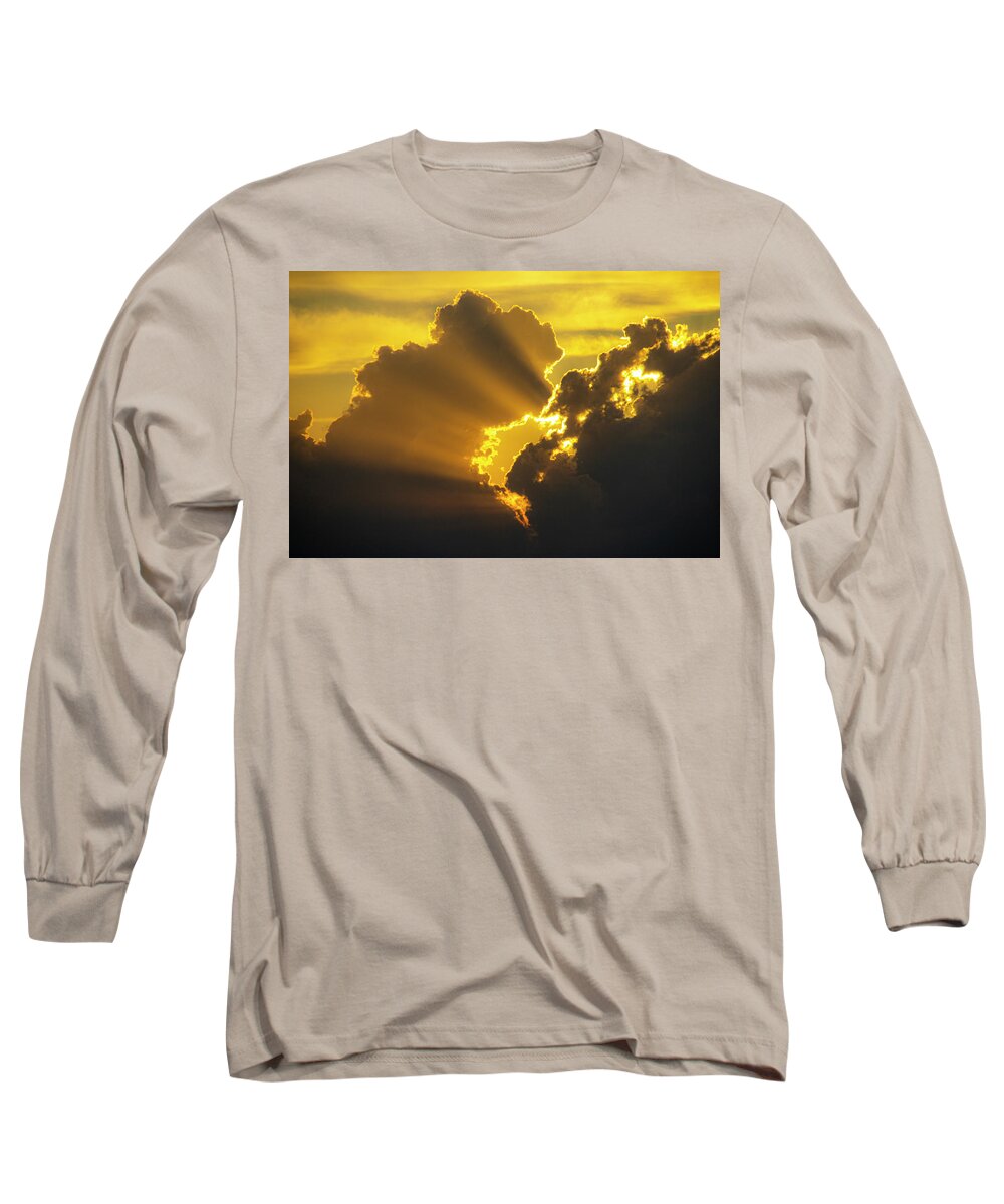 Stormscape Long Sleeve T-Shirt featuring the photograph Sweet Nebraska Crepuscular Rays 010 by NebraskaSC