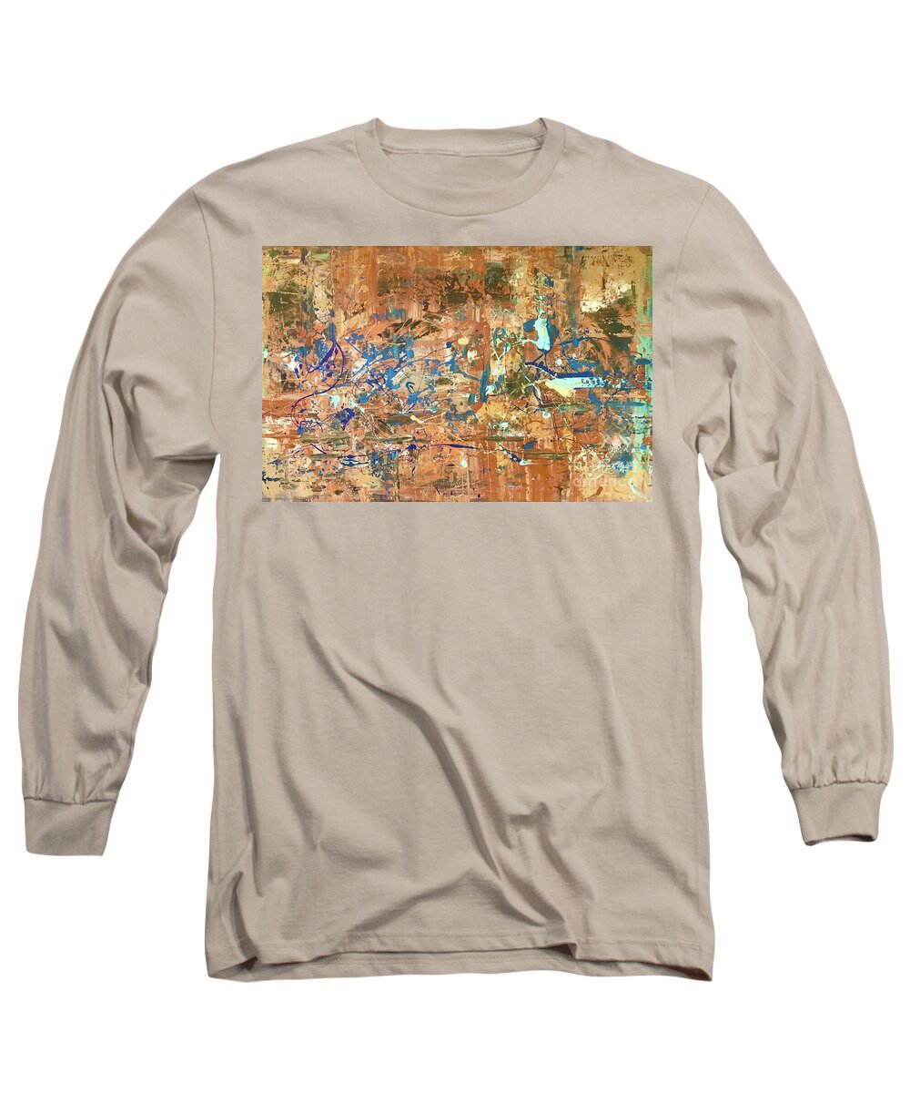 Abstract Long Sleeve T-Shirt featuring the painting Taedium Vitae by Monica Elena
