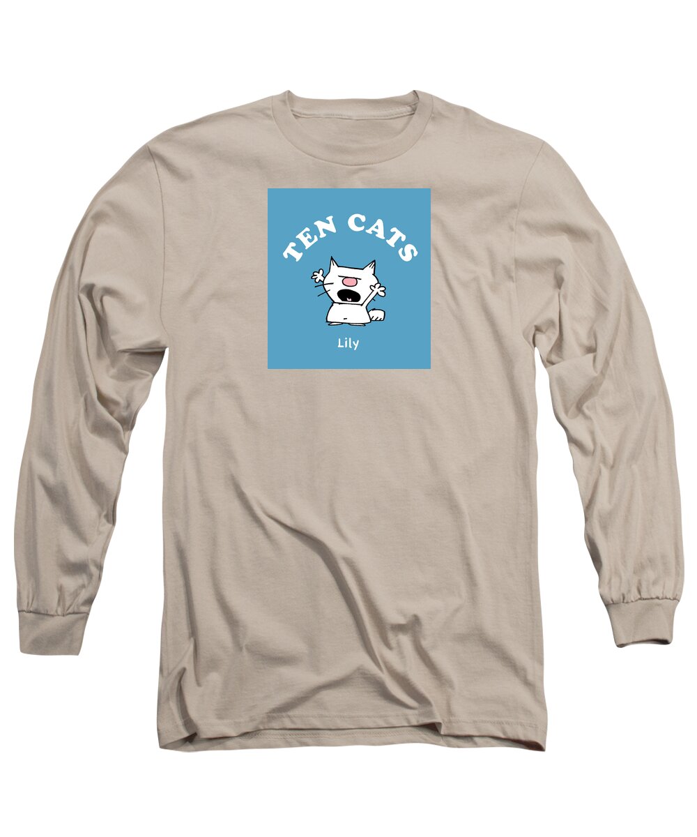Ten Cats Comic Strip Long Sleeve T-Shirt featuring the drawing TEN CATS - Lily by Graham Harrop
