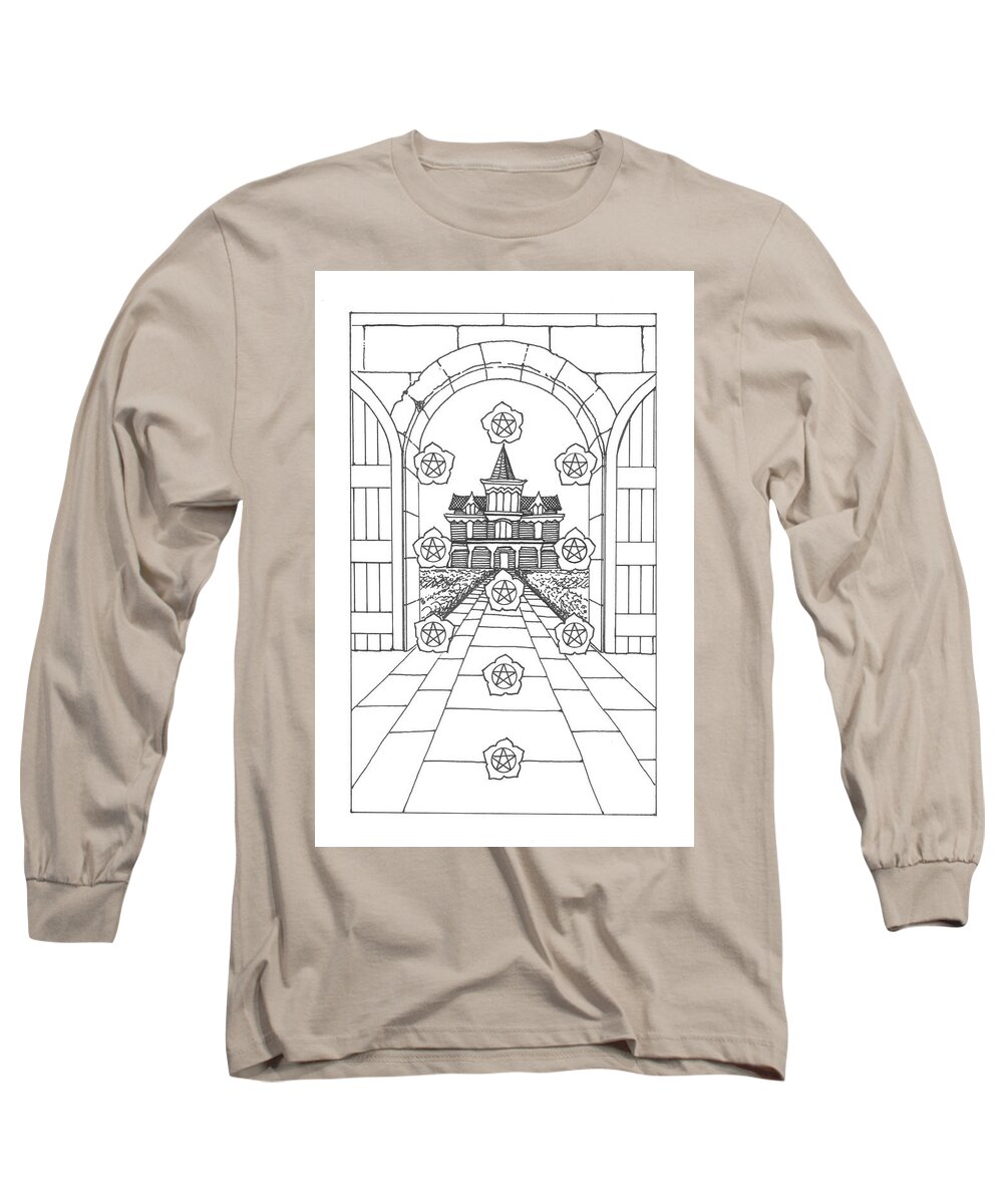 Tarot Long Sleeve T-Shirt featuring the drawing Ten of Pentacles by Trevor Grassi