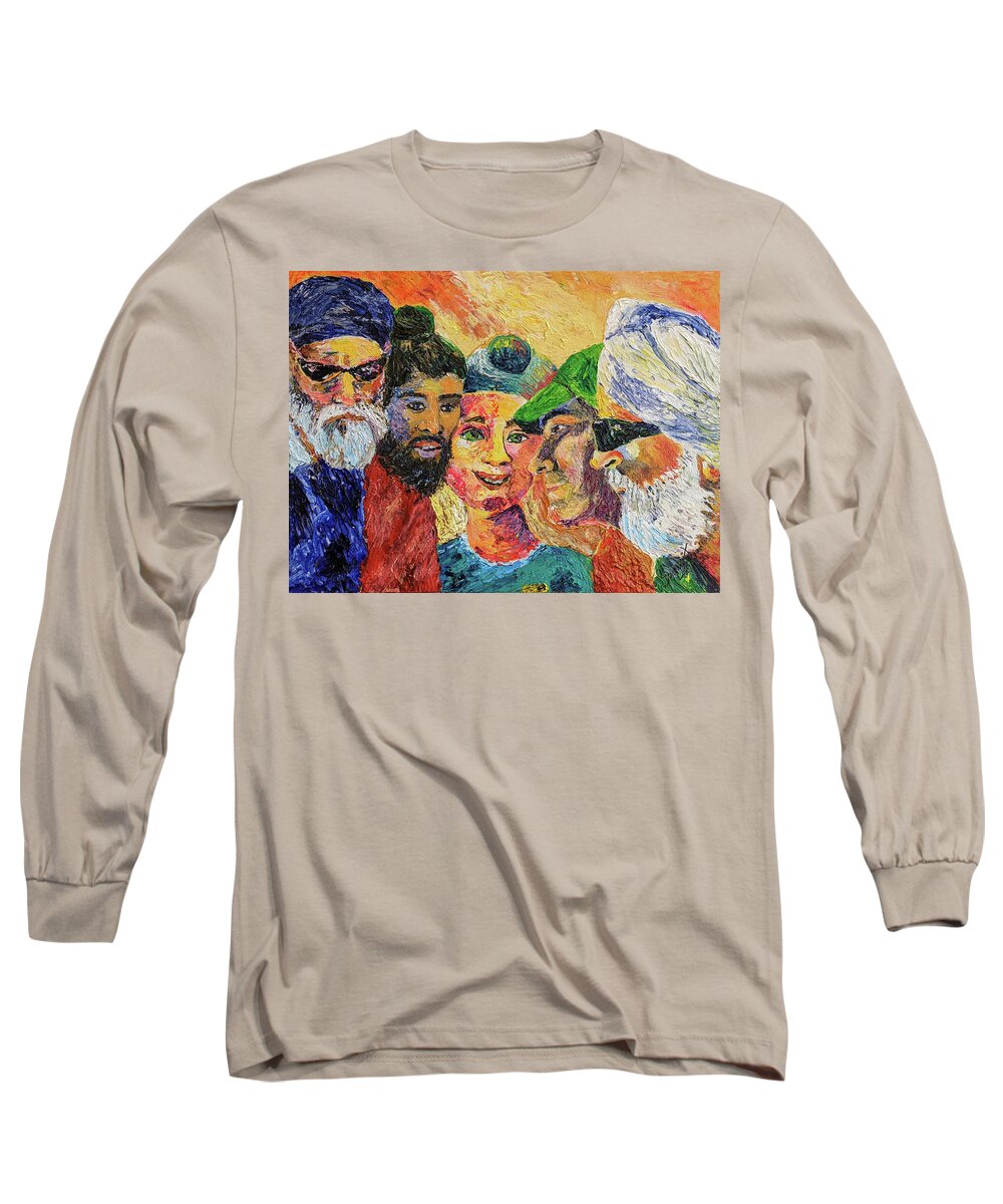 Americans Long Sleeve T-Shirt featuring the painting The Changing face of America by Sarabjit Singh