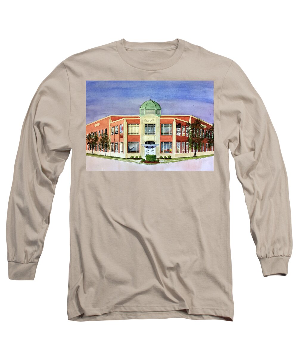Architecture Long Sleeve T-Shirt featuring the painting the Coca Cola Bldg. by William Renzulli