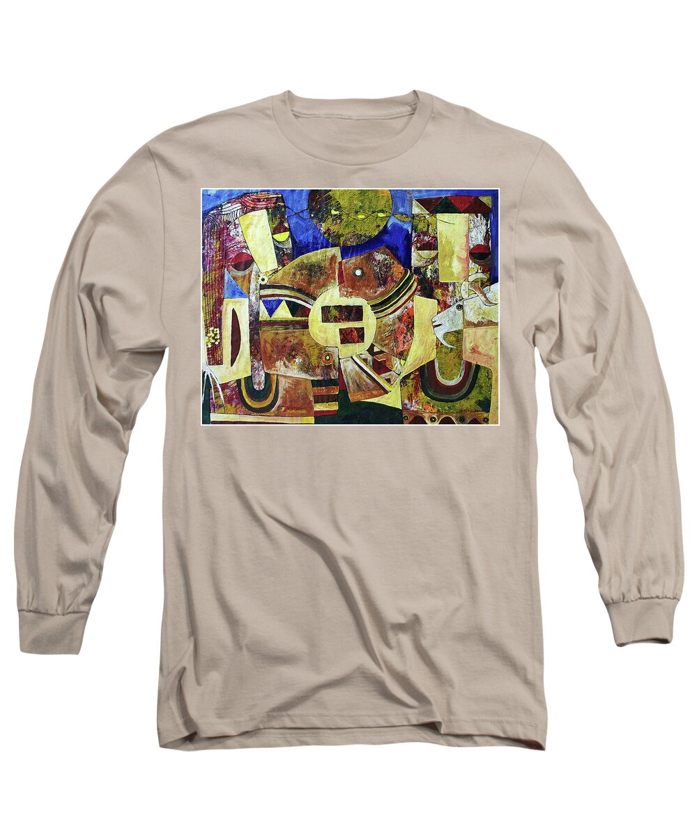 African Long Sleeve T-Shirt featuring the painting The Guilty Are Afraid by Speelman Mahlangu 1958-2004
