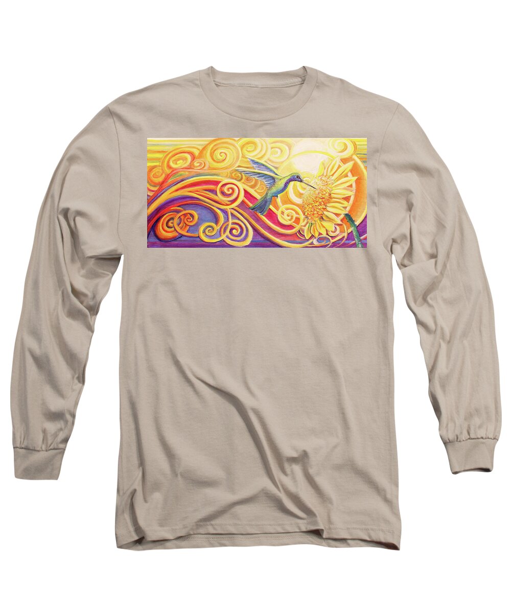 Hummingbird Long Sleeve T-Shirt featuring the painting The Hummingbird by David Sockrider