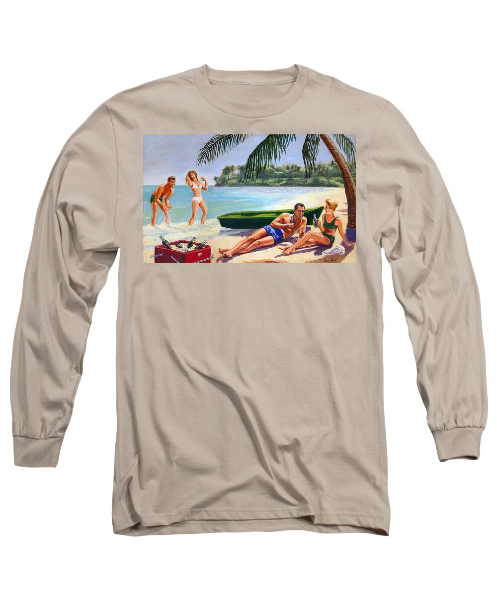 Beach Long Sleeve T-Shirt featuring the painting The Pause that Refreshes by Harry West