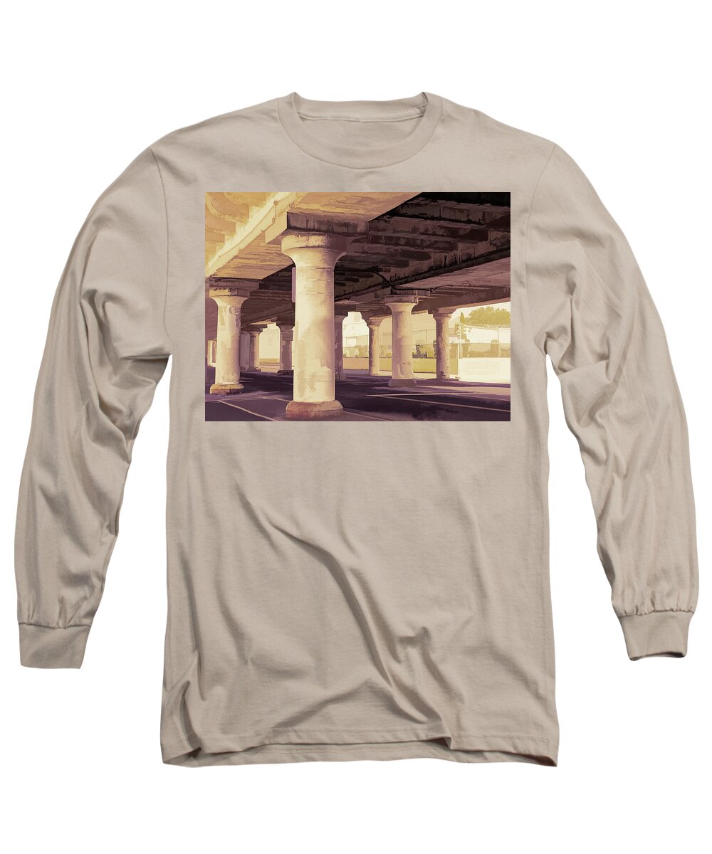 Pop Art Long Sleeve T-Shirt featuring the digital art The Road Below 1 by Steve Ladner