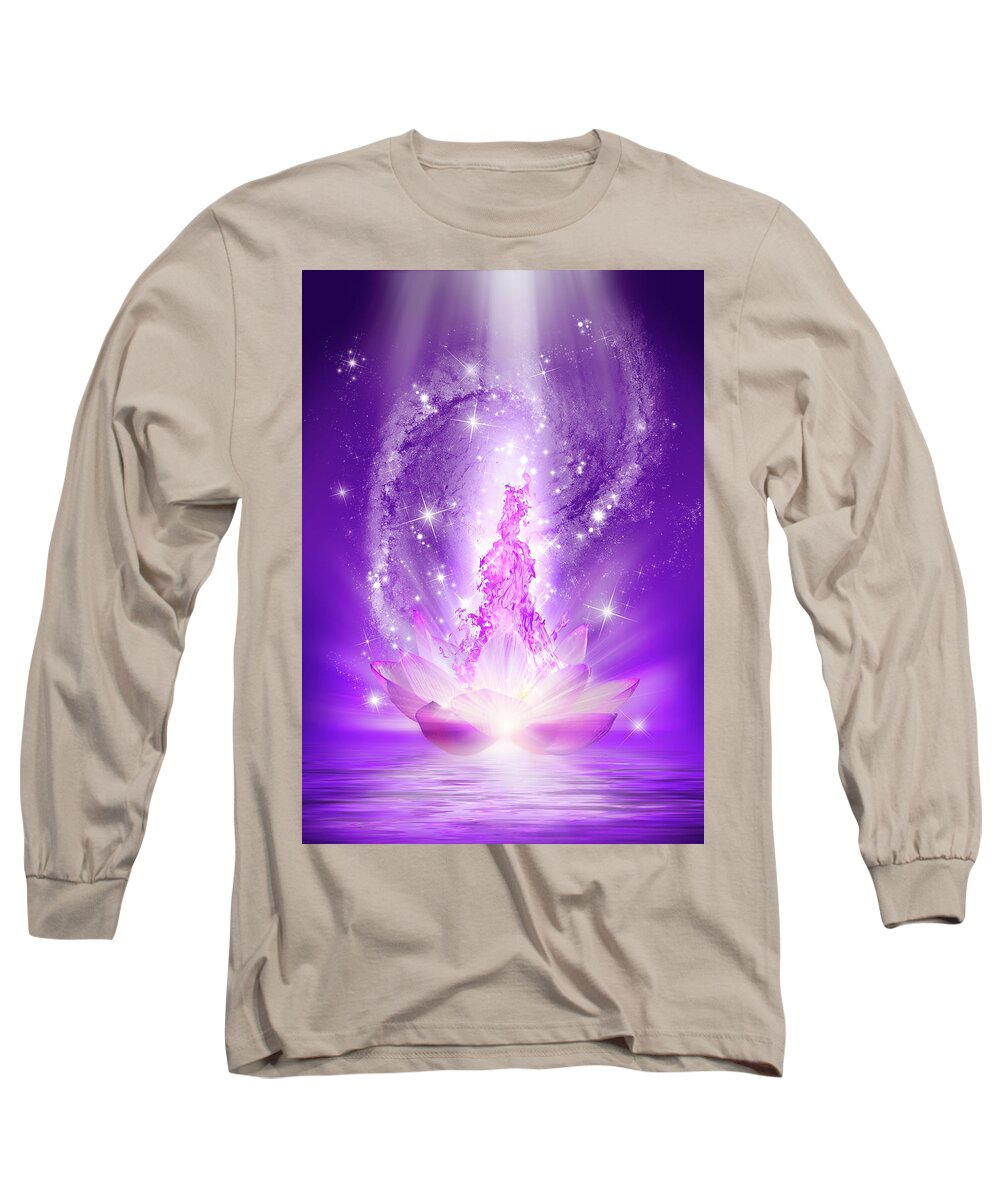 Endre Long Sleeve T-Shirt featuring the digital art The Violet Flame 2 by Endre Balogh