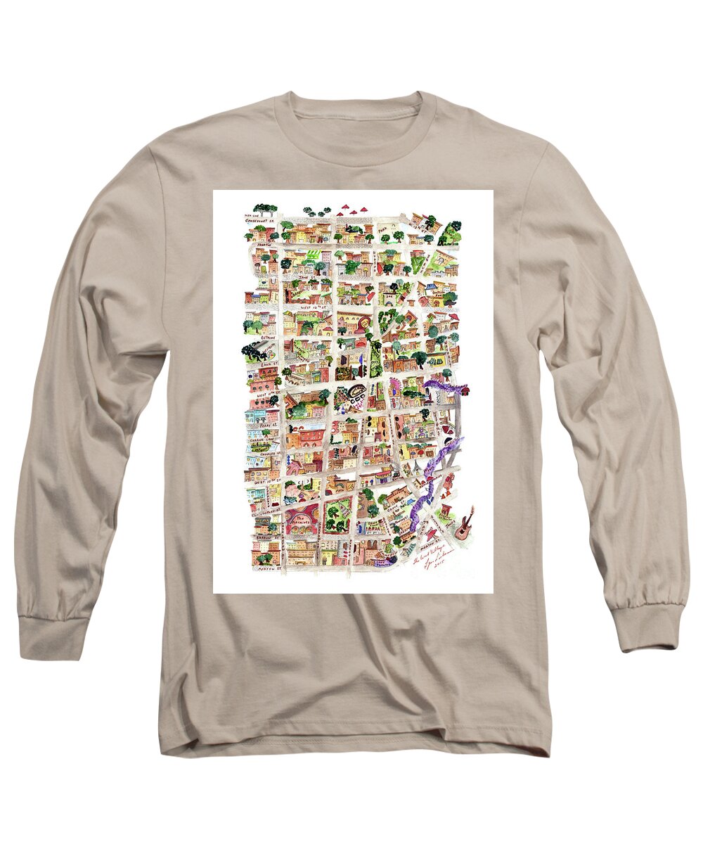 Greenwich Village Long Sleeve T-Shirt featuring the painting The Way West Village by AFineLyne
