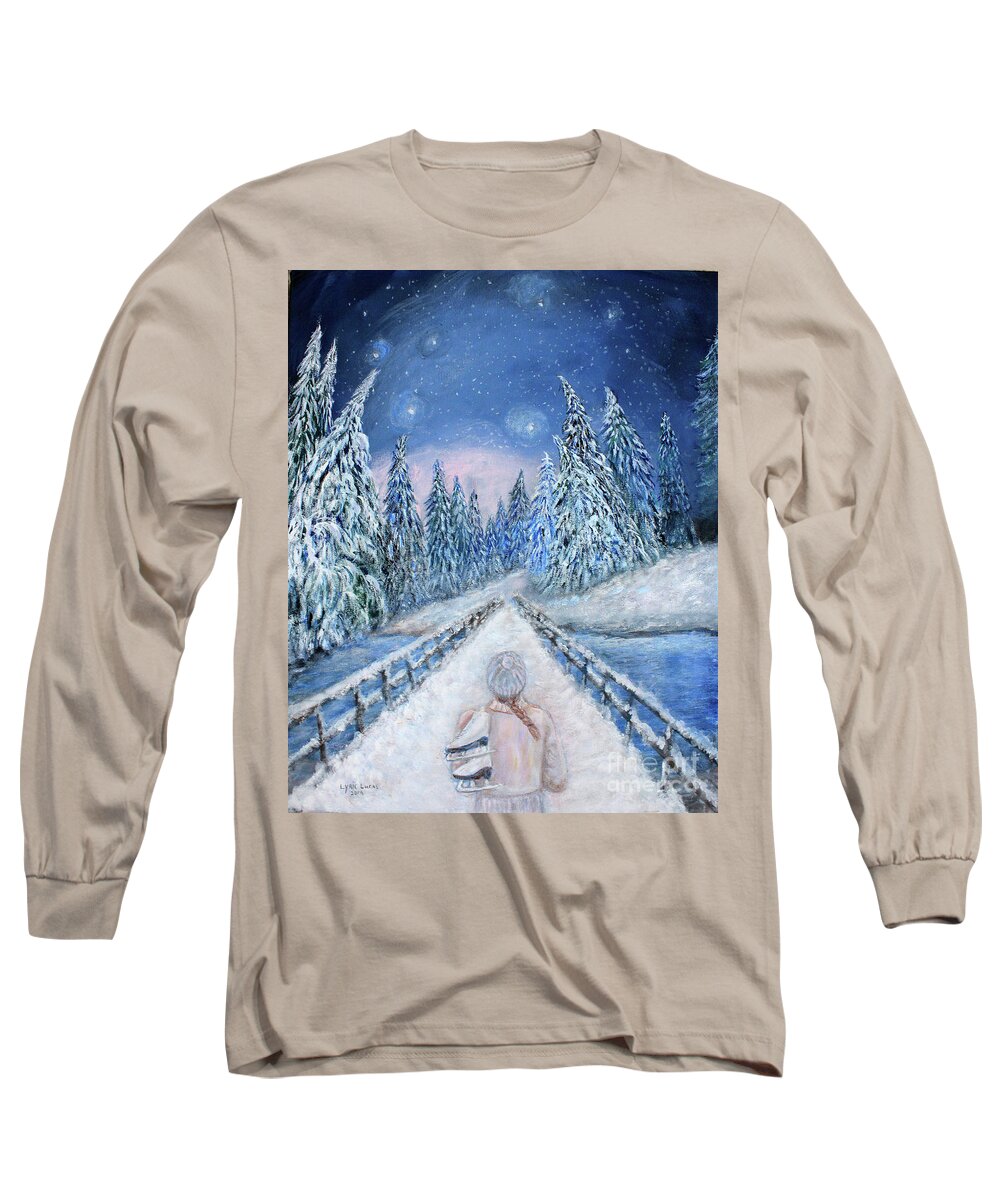 Fantasy Long Sleeve T-Shirt featuring the painting The Wonder of Winter by Lyric Lucas