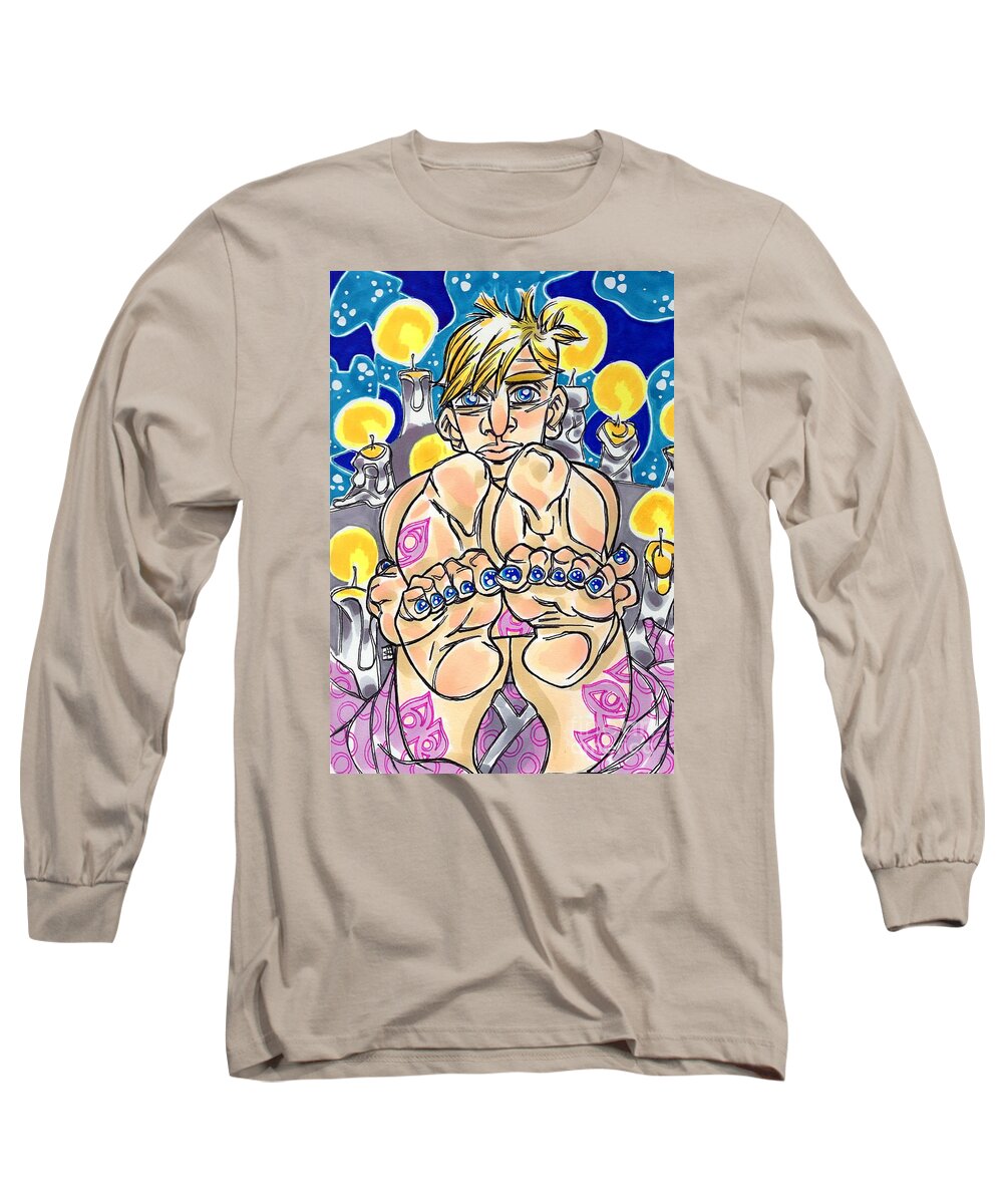 Shannon Hedges Long Sleeve T-Shirt featuring the drawing This Little Light by Shannon Hedges
