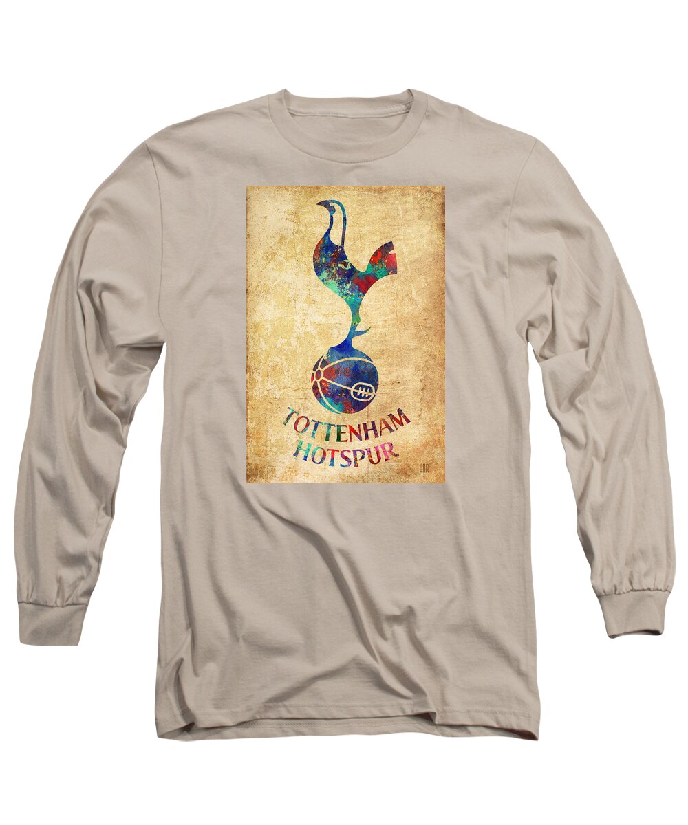 Tottenham Hotspur Long Sleeve T-Shirt featuring the painting Tottenham Hotspur Vintage by Dan Haraga