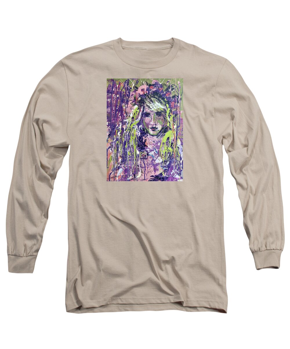 Angels Long Sleeve T-Shirt featuring the painting Transcend your fears by Monica Elena