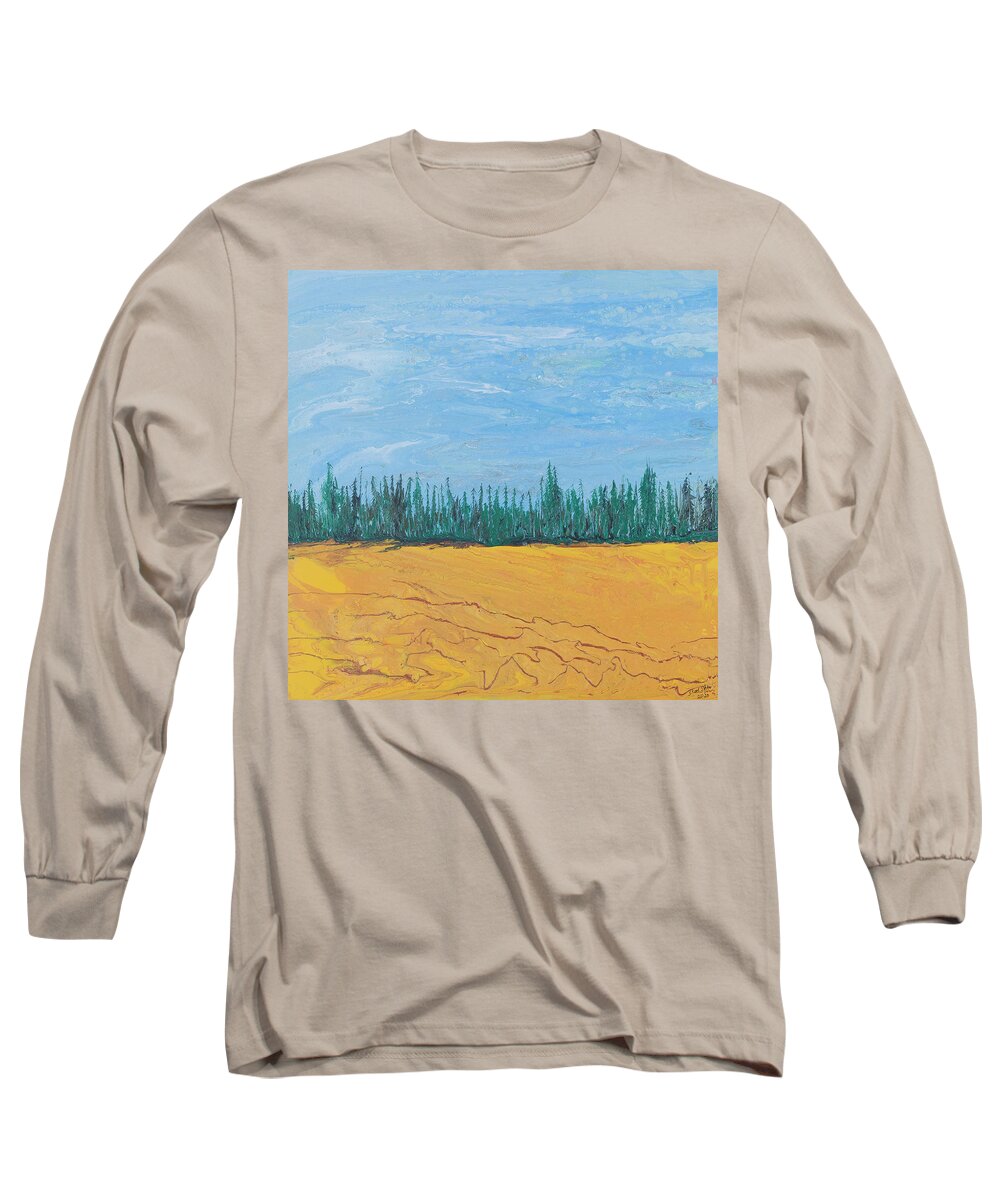 Landscape Long Sleeve T-Shirt featuring the painting Tree Line by Steve Shaw