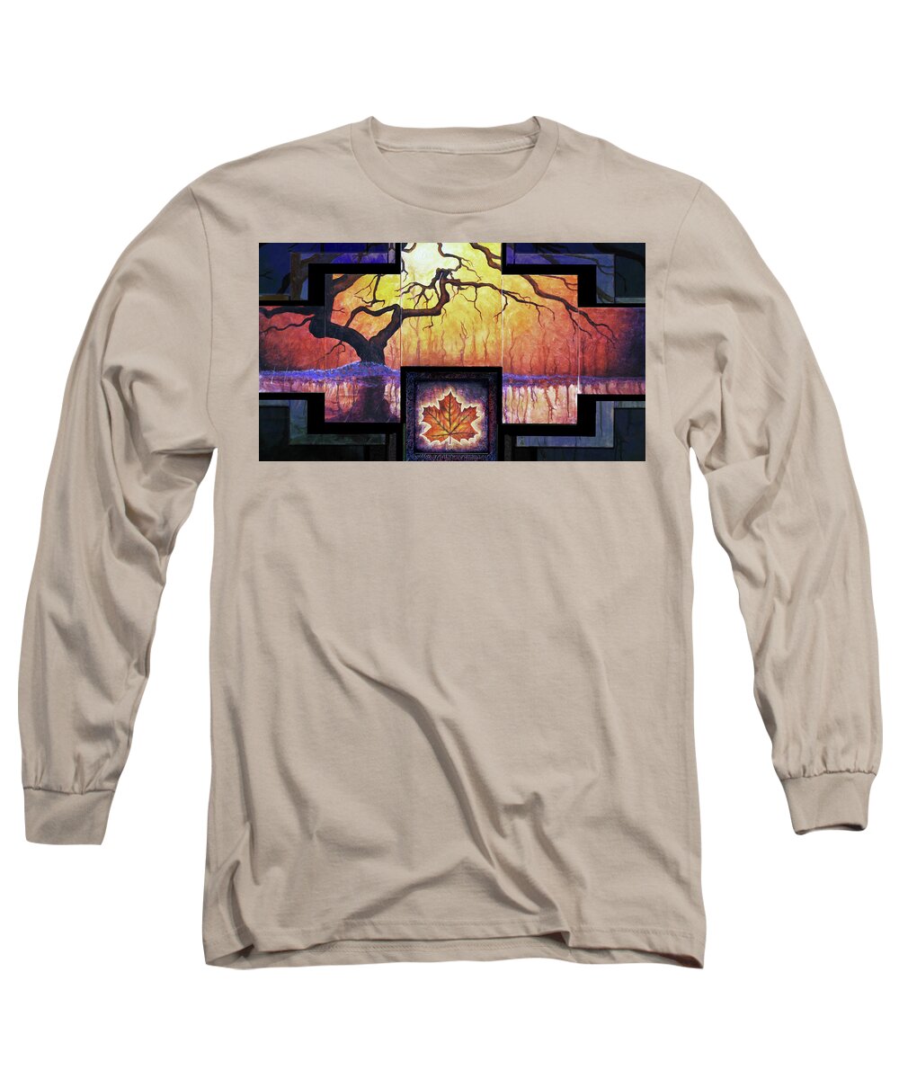 Tree Long Sleeve T-Shirt featuring the painting Tree of Life The Giver by Kevin Chasing Wolf Hutchins