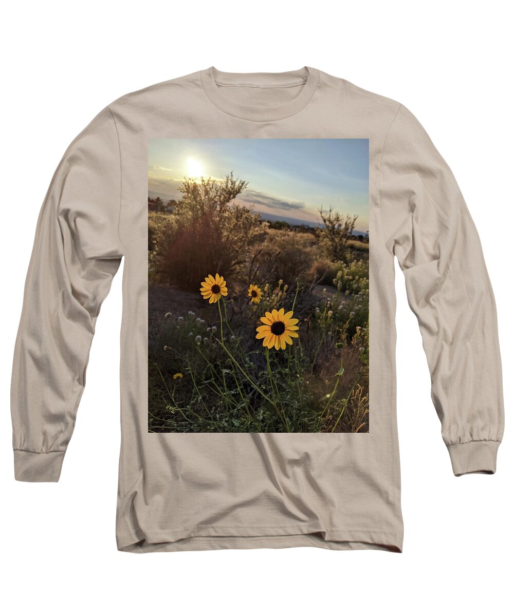 Flower Long Sleeve T-Shirt featuring the photograph Tres Mirasol by Claudia Goodell