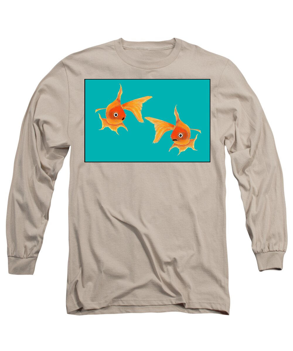 Nature Long Sleeve T-Shirt featuring the digital art Two Lost Souls Swimming in a Fishbowl by Judy Cuddehe