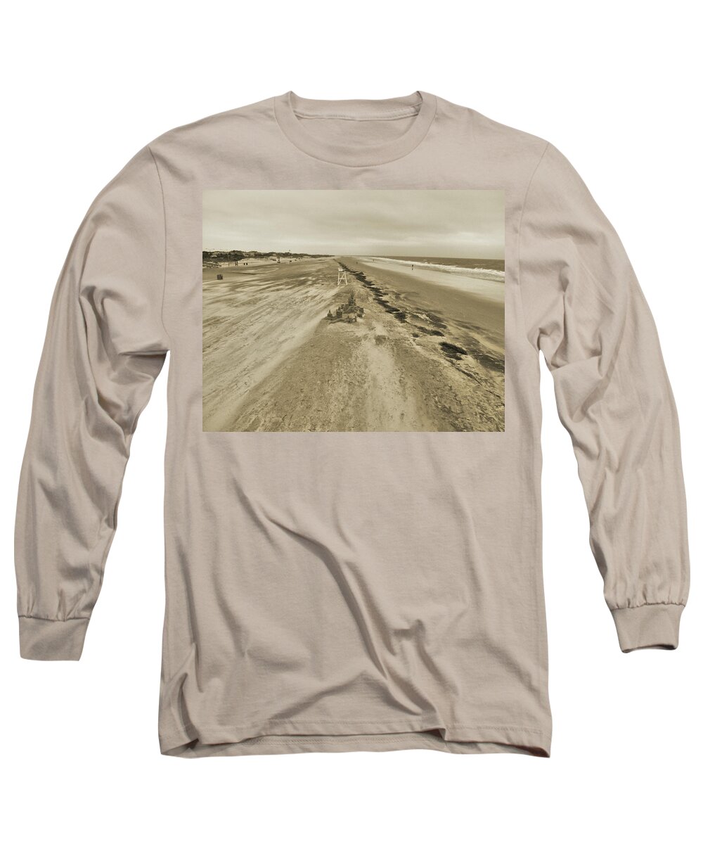Tybee Island Long Sleeve T-Shirt featuring the photograph Tybee Island Beach Sand Castle by Theresa Fairchild