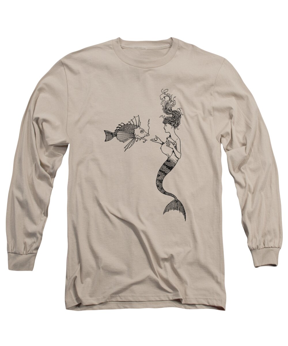 Mermaid Long Sleeve T-Shirt featuring the digital art Underwater Scene by Madame Memento