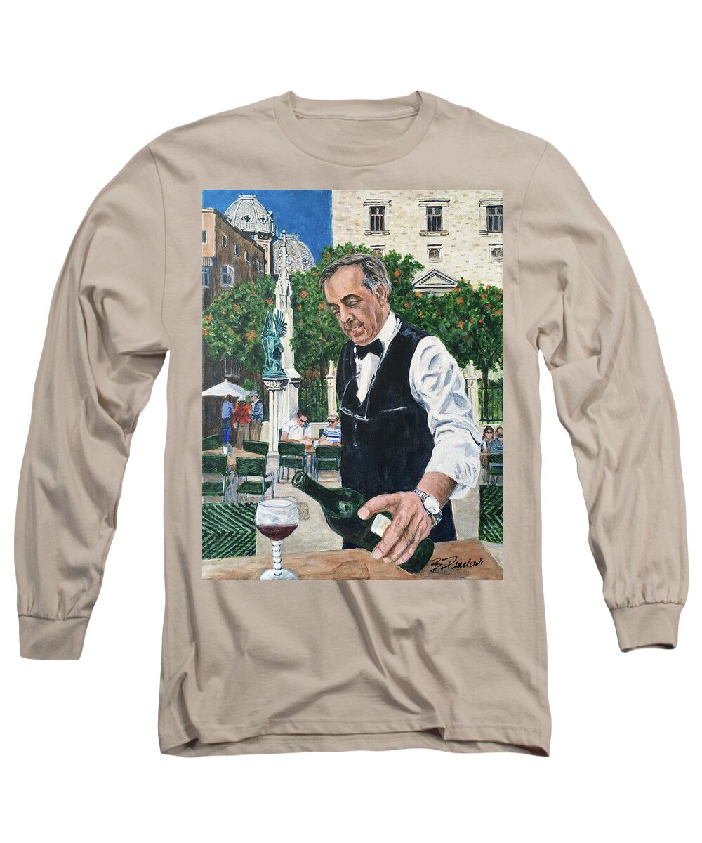 Valencia Long Sleeve T-Shirt featuring the painting Valencia Cafe by Bonnie Peacher
