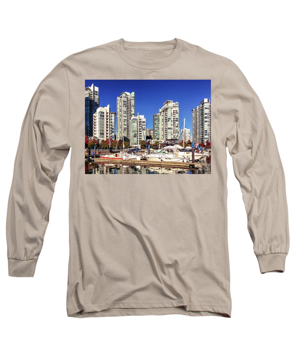 Vancouver Canada Long Sleeve T-Shirt featuring the photograph Vancouver British Columbia Canada Cityscape 4358 by Amyn Nasser