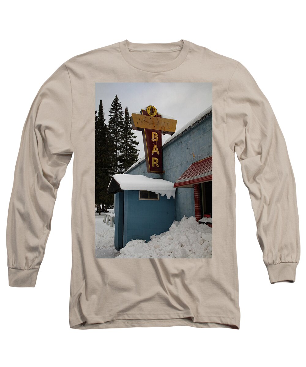 Alston Michigan Long Sleeve T-Shirt featuring the photograph Vintage bar sign in Alston Michigan by Eldon McGraw