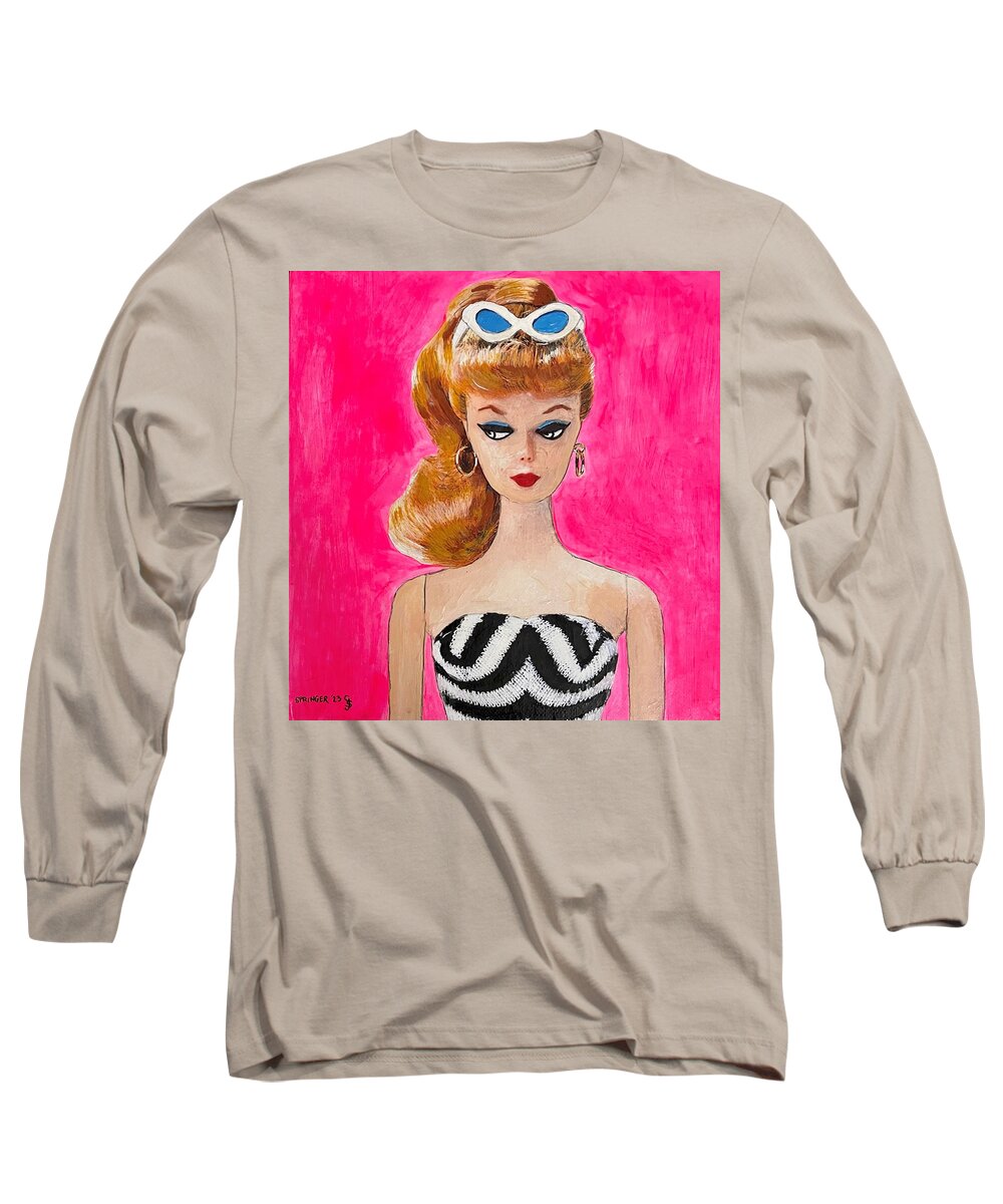 Barbie Long Sleeve T-Shirt featuring the painting Vintage Barbie by Gary Springer
