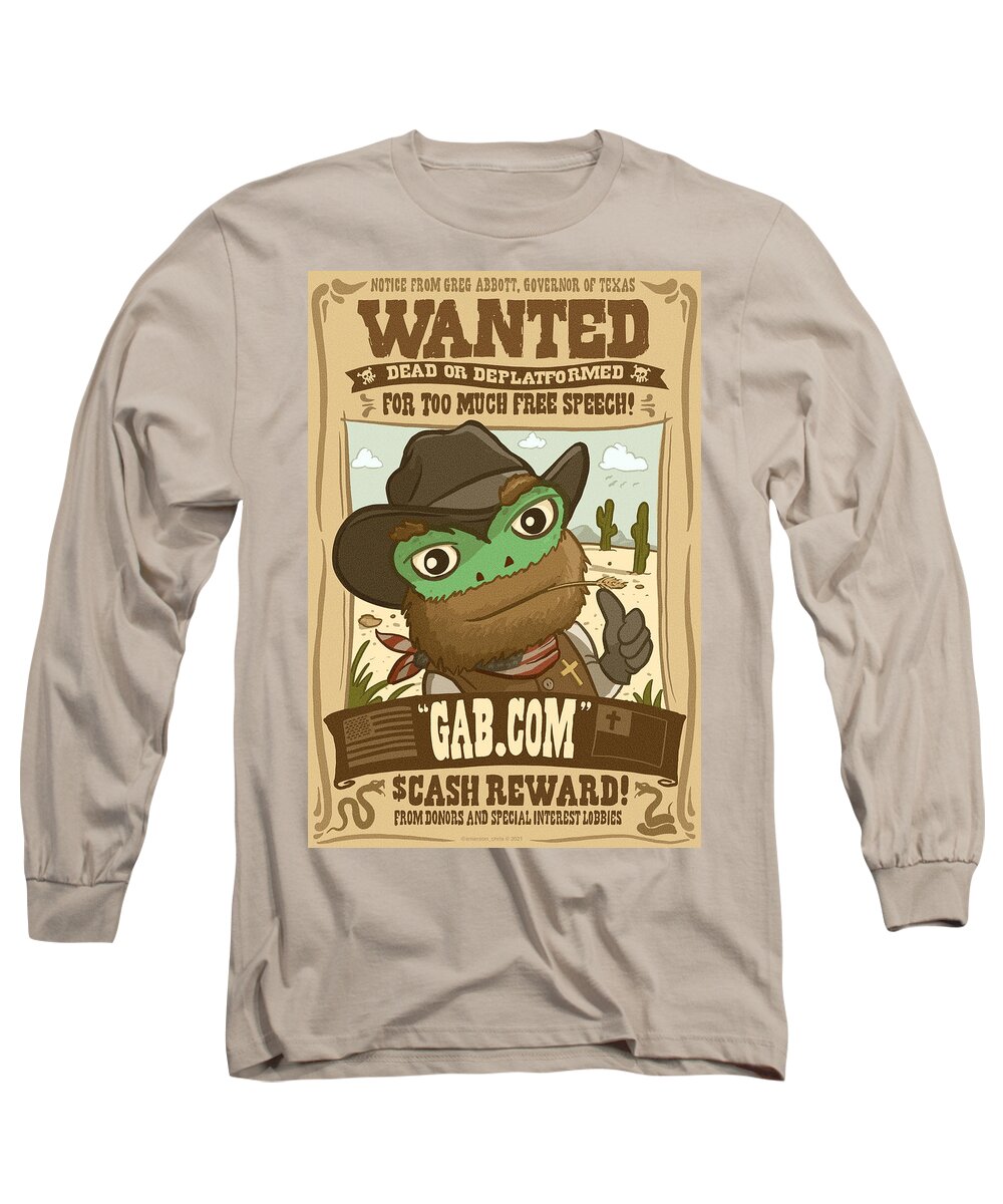 Gab.com Long Sleeve T-Shirt featuring the digital art Wanted Gab.com by Emerson