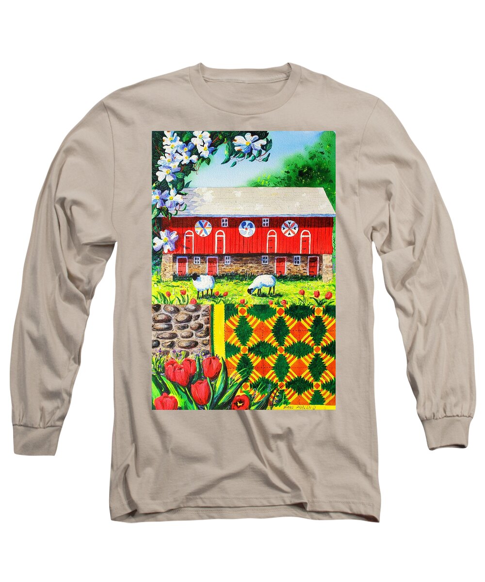 Barn Long Sleeve T-Shirt featuring the painting Welcome by Diane Phalen