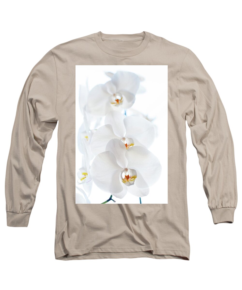 White Orchids Long Sleeve T-Shirt featuring the photograph White Orchids by Naomi Maya