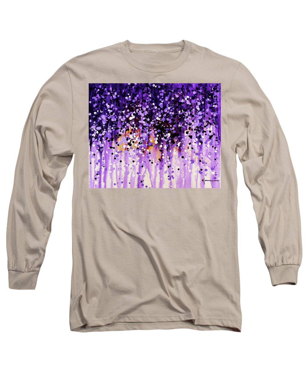 Floral Long Sleeve T-Shirt featuring the painting Wisteria by Kume Bryant