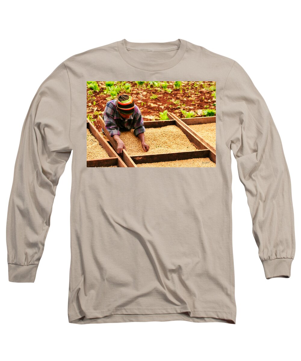 Horizontal Long Sleeve T-Shirt featuring the photograph Working on the Coffee Plantation by Bruce Block