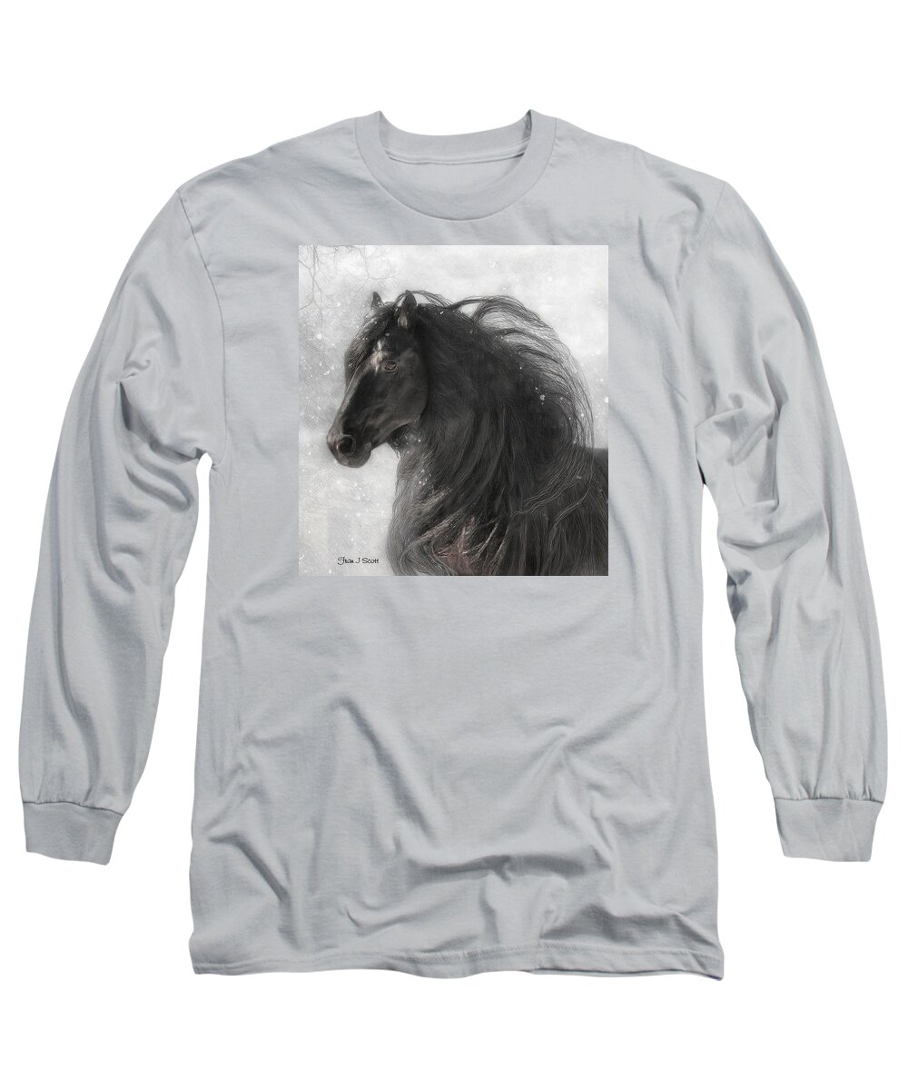 Friesian Horses Long Sleeve T-Shirt featuring the photograph Anton 343 Frosty by Fran J Scott