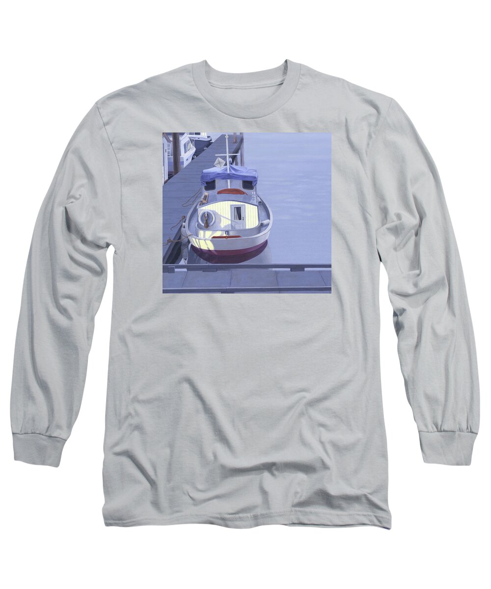 Boat Long Sleeve T-Shirt featuring the painting Evening at Port Hardy by Gary Giacomelli