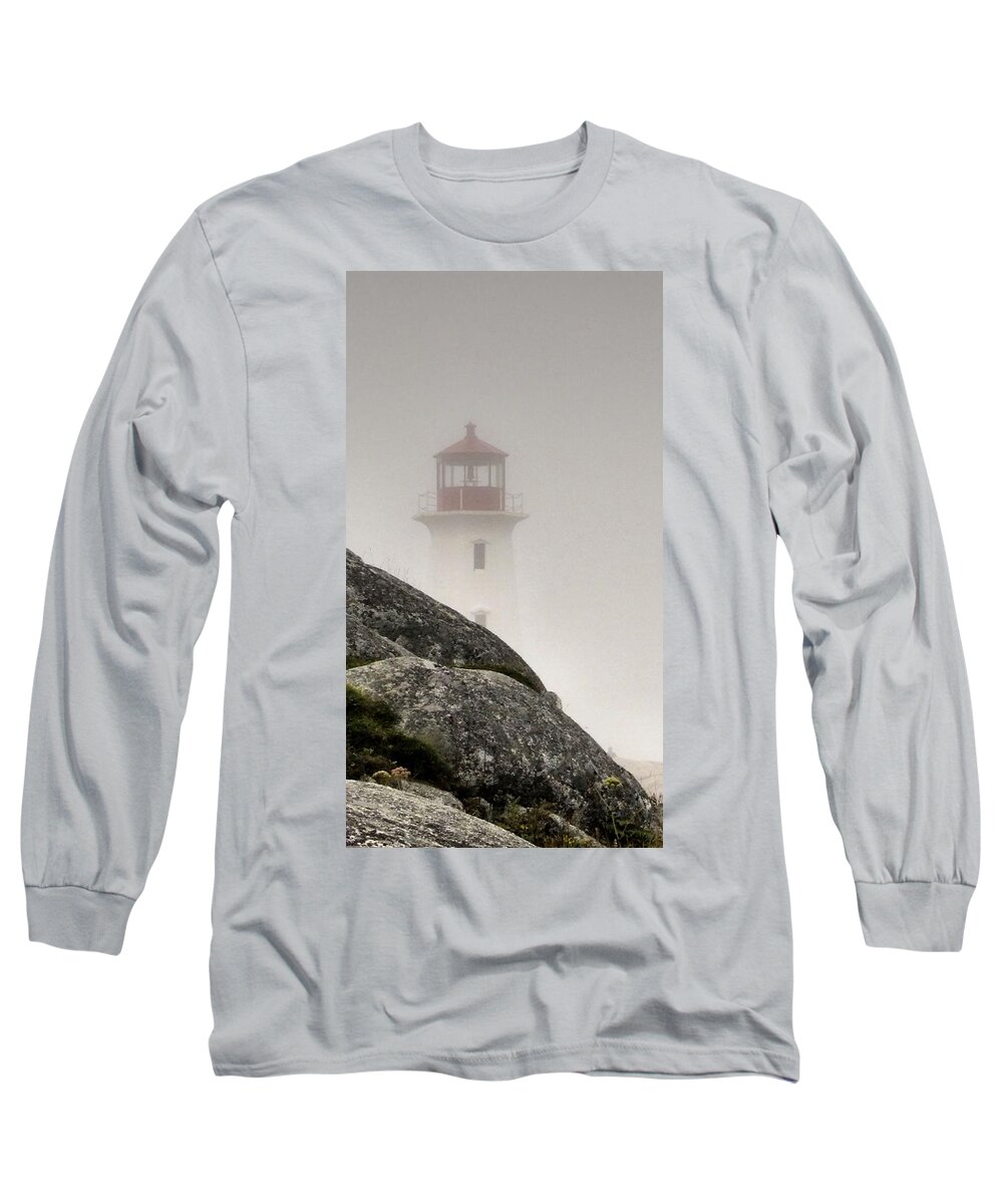 Lighthouse Long Sleeve T-Shirt featuring the photograph Halifax Fog #1 by Jennifer Wheatley Wolf