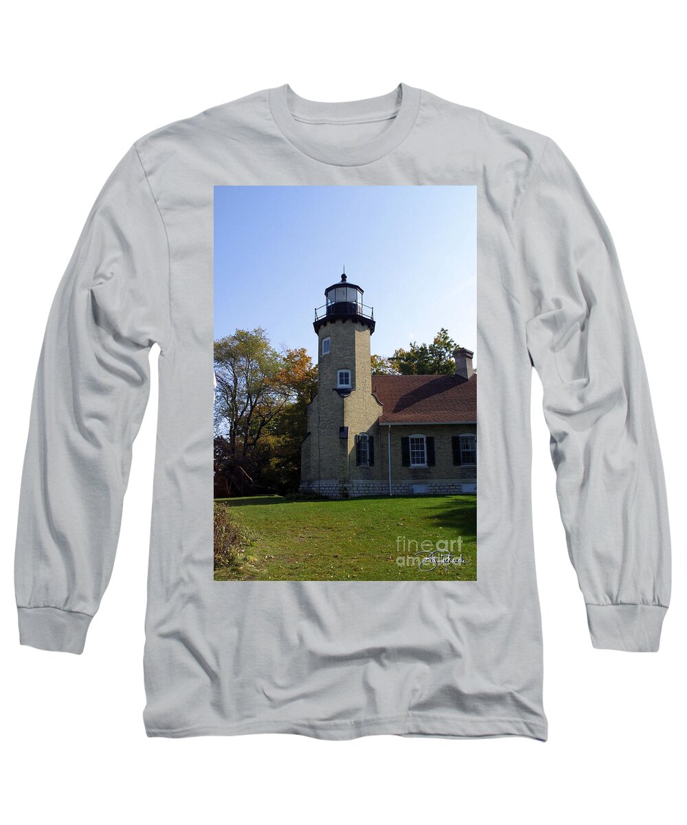 White Long Sleeve T-Shirt featuring the photograph White River Light Station #1 by Bill Richards