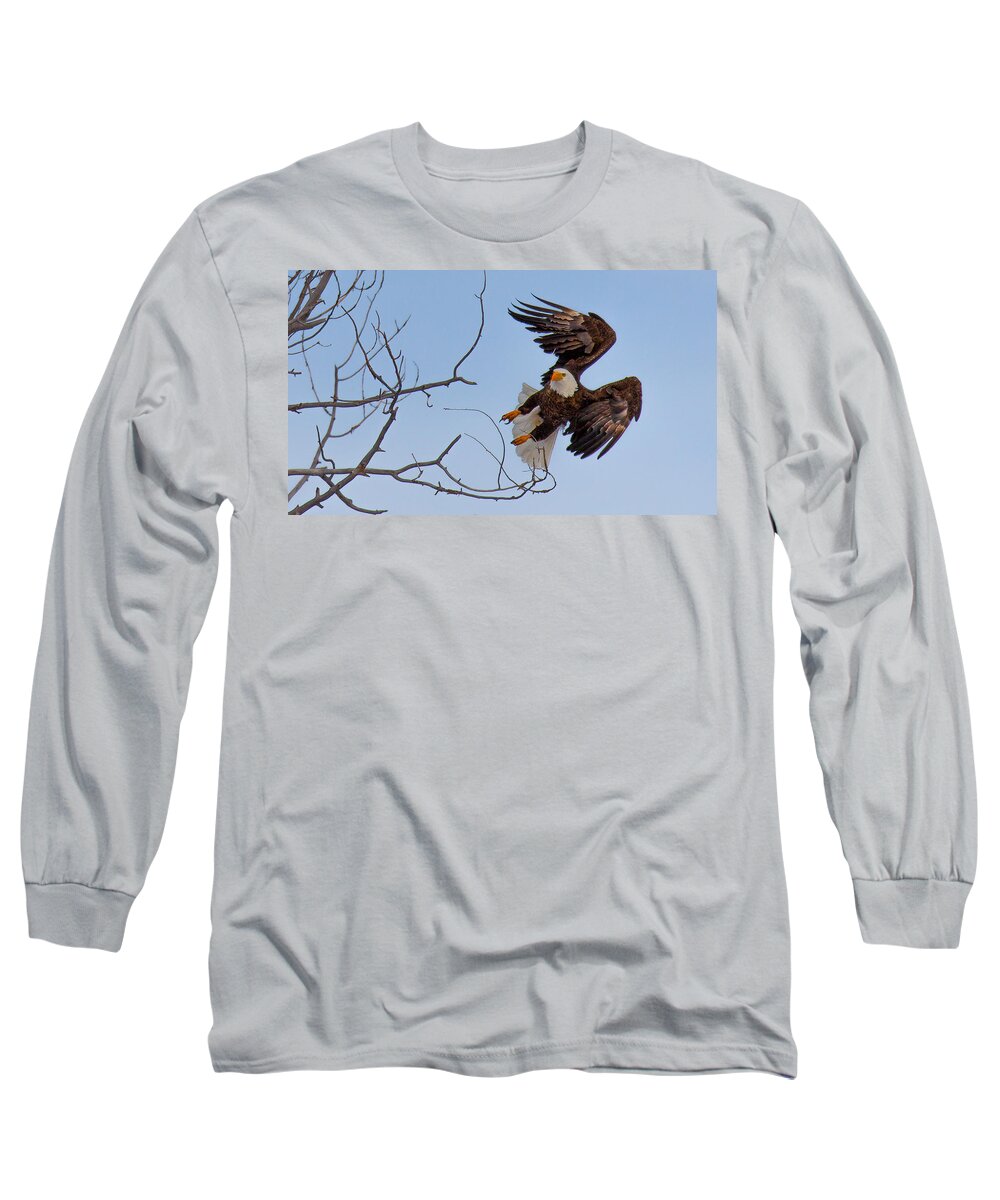 Bald Eagle Long Sleeve T-Shirt featuring the photograph Heron Hunter #2 by Kevin Dietrich
