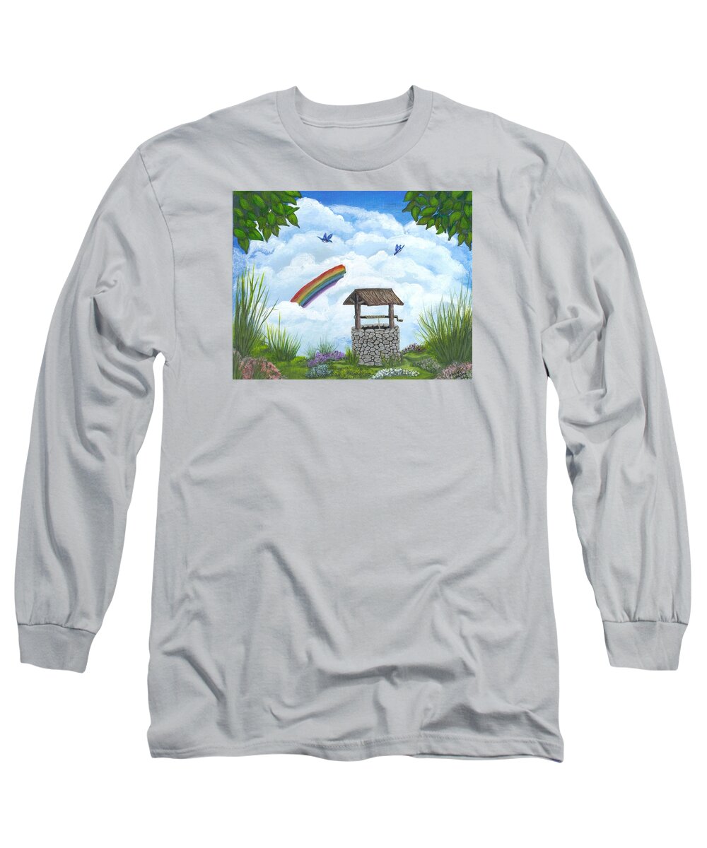 Wishing Well Long Sleeve T-Shirt featuring the painting My Wishing Place by Sheri Keith