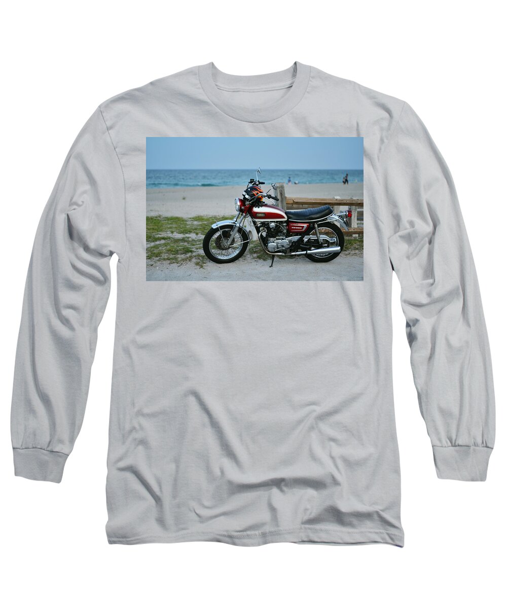 Motorcycle Long Sleeve T-Shirt featuring the photograph Retro Beach Ride #2 by Laura Fasulo