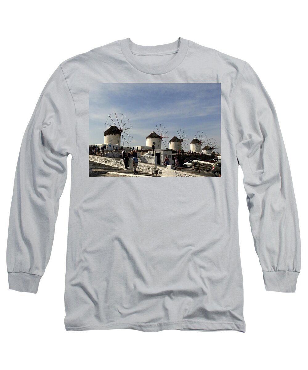 Greece Long Sleeve T-Shirt featuring the photograph The Windmills Of Mykonos Greece 2 by Rick Rosenshein