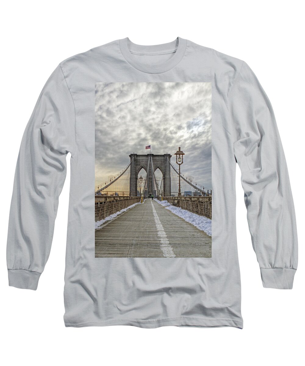 Brooklyn Bridge Long Sleeve T-Shirt featuring the photograph Brooklyn Bridge #3 by Jerry Gammon