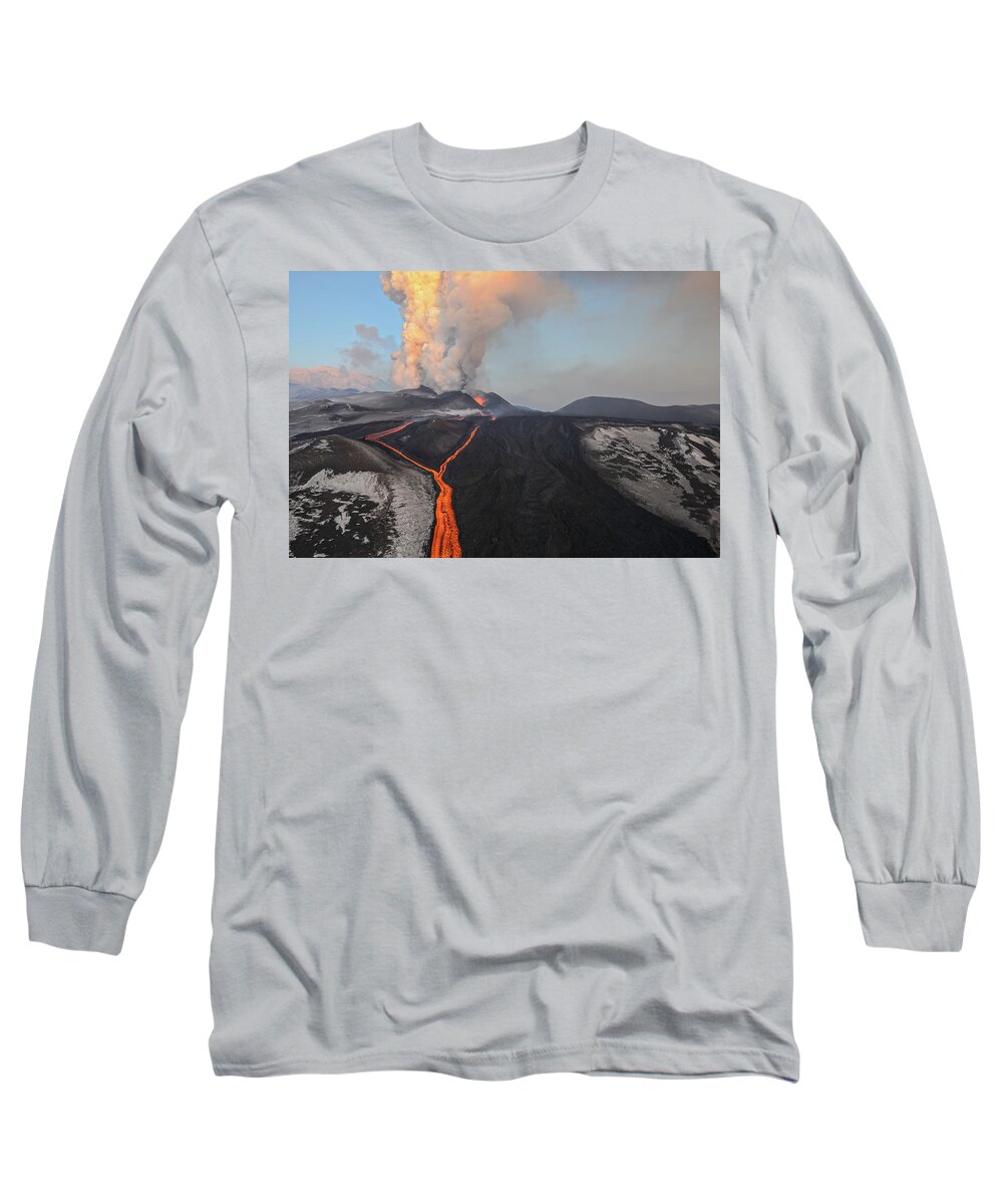 Feb0514 Long Sleeve T-Shirt featuring the photograph Tolbachik Volcano Erupting Kamchatka #6 by Sergey Gorshkov