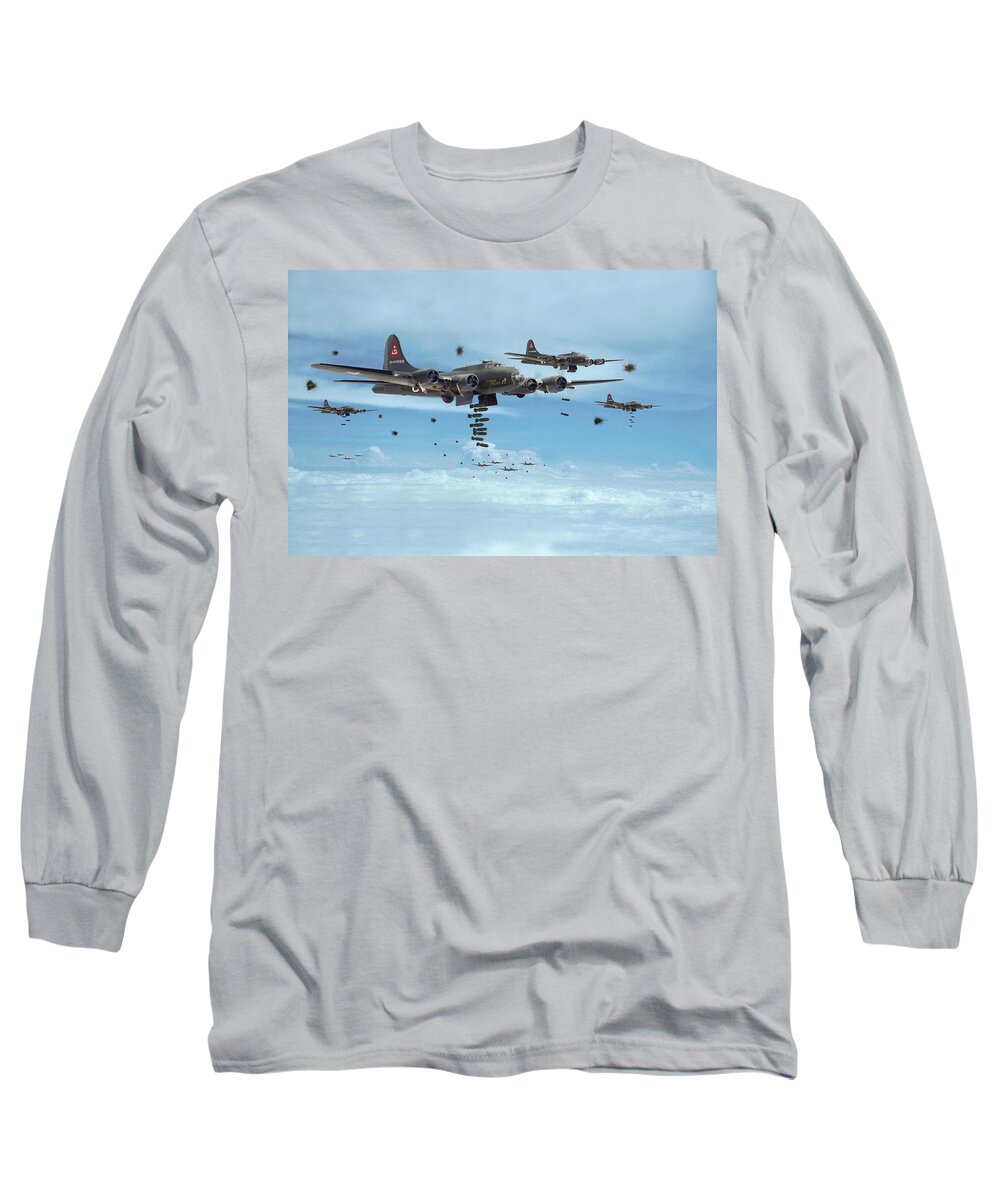 Aircraft Long Sleeve T-Shirt featuring the photograph B17 - Mighty 8th Arrives by Pat Speirs