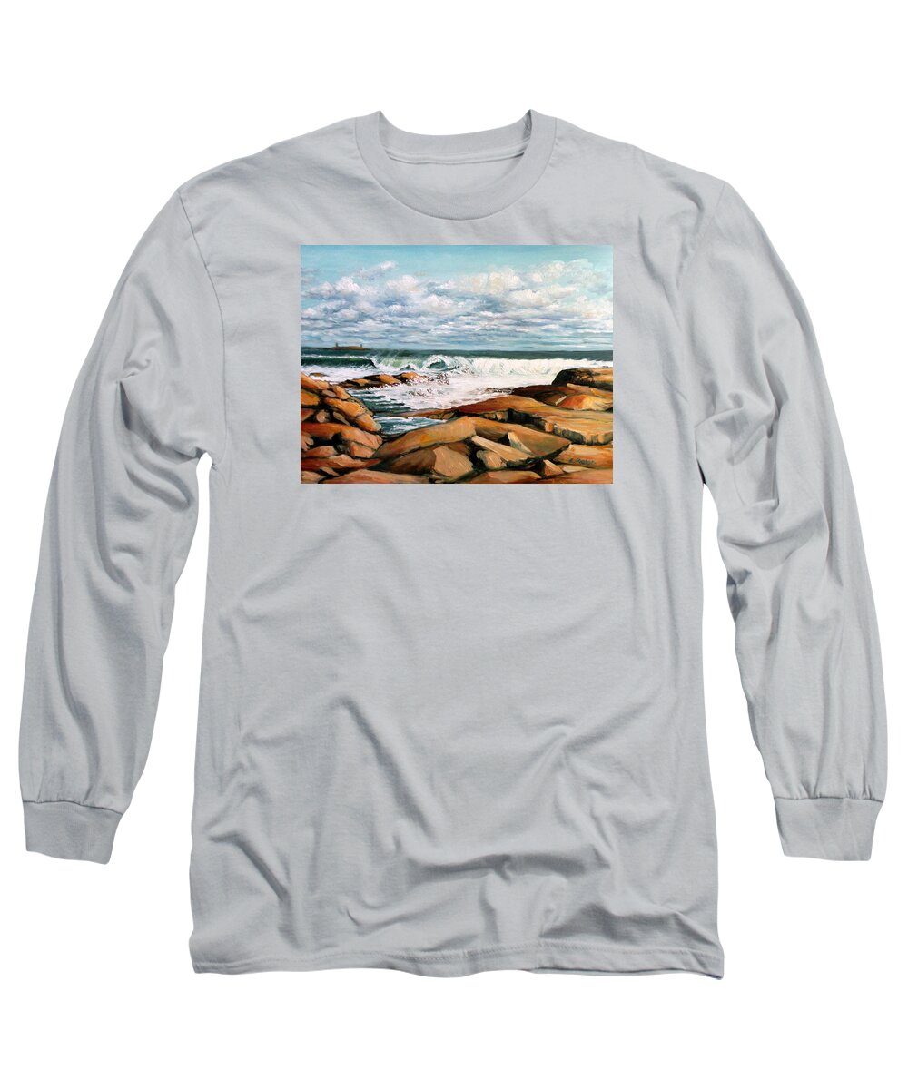 Gloucester Long Sleeve T-Shirt featuring the painting Back Shore Gloucester by Eileen Patten Oliver