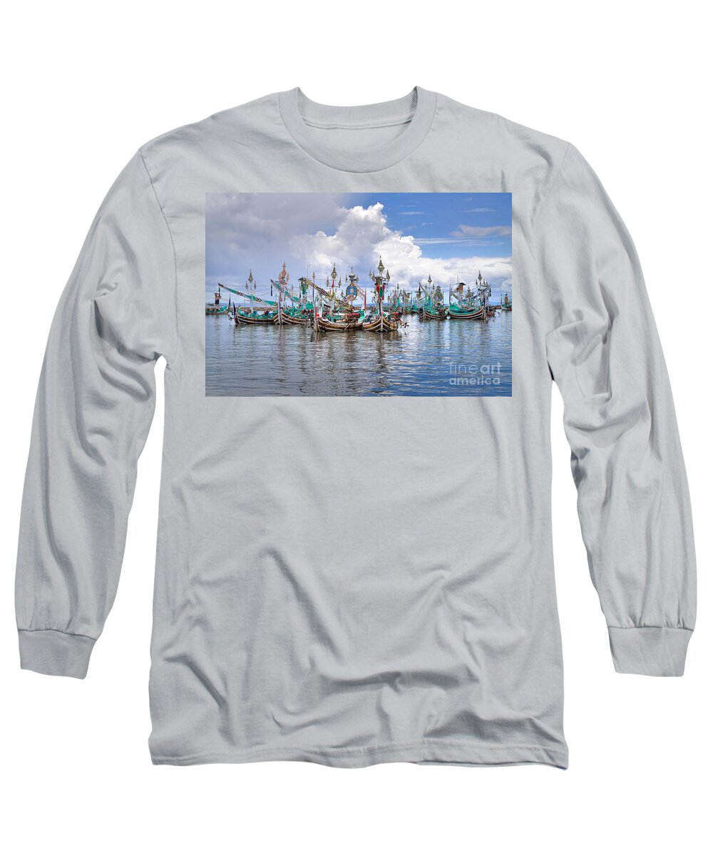 Travel Long Sleeve T-Shirt featuring the photograph Balinese Fishing Boats by Louise Heusinkveld