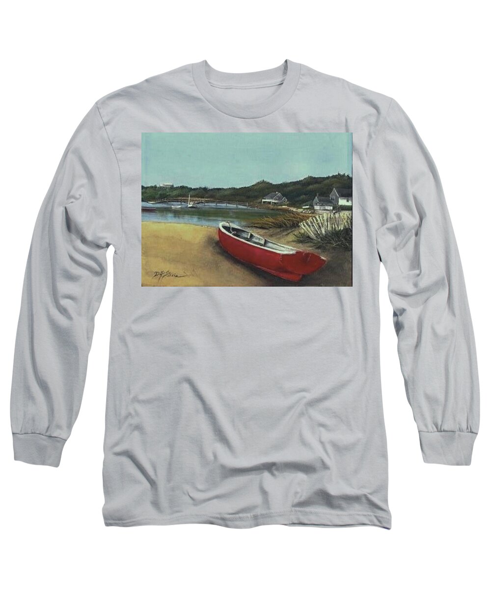Ocean Long Sleeve T-Shirt featuring the painting Beached Boat by Diane Strain