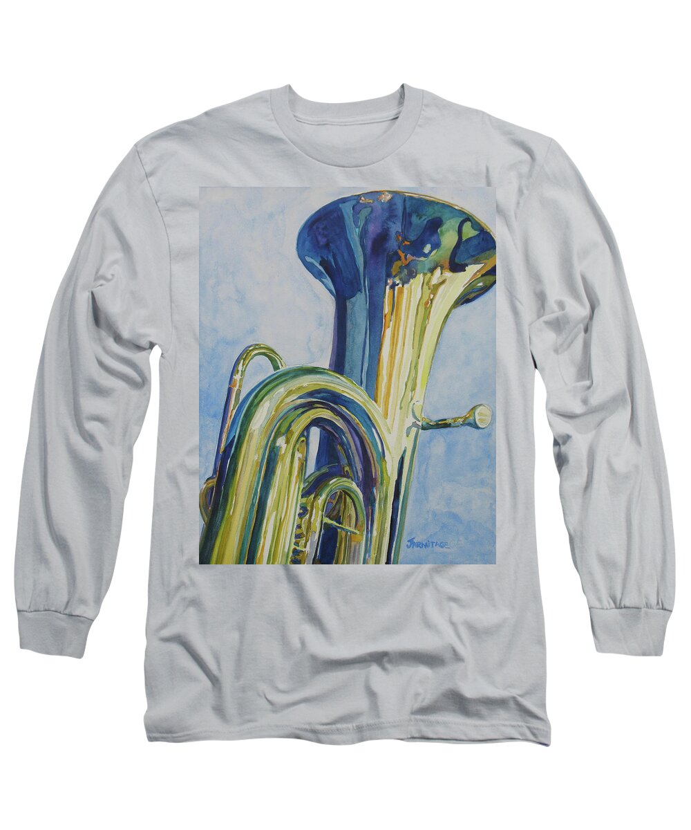 Tuba Long Sleeve T-Shirt featuring the painting Big Boy by Jenny Armitage