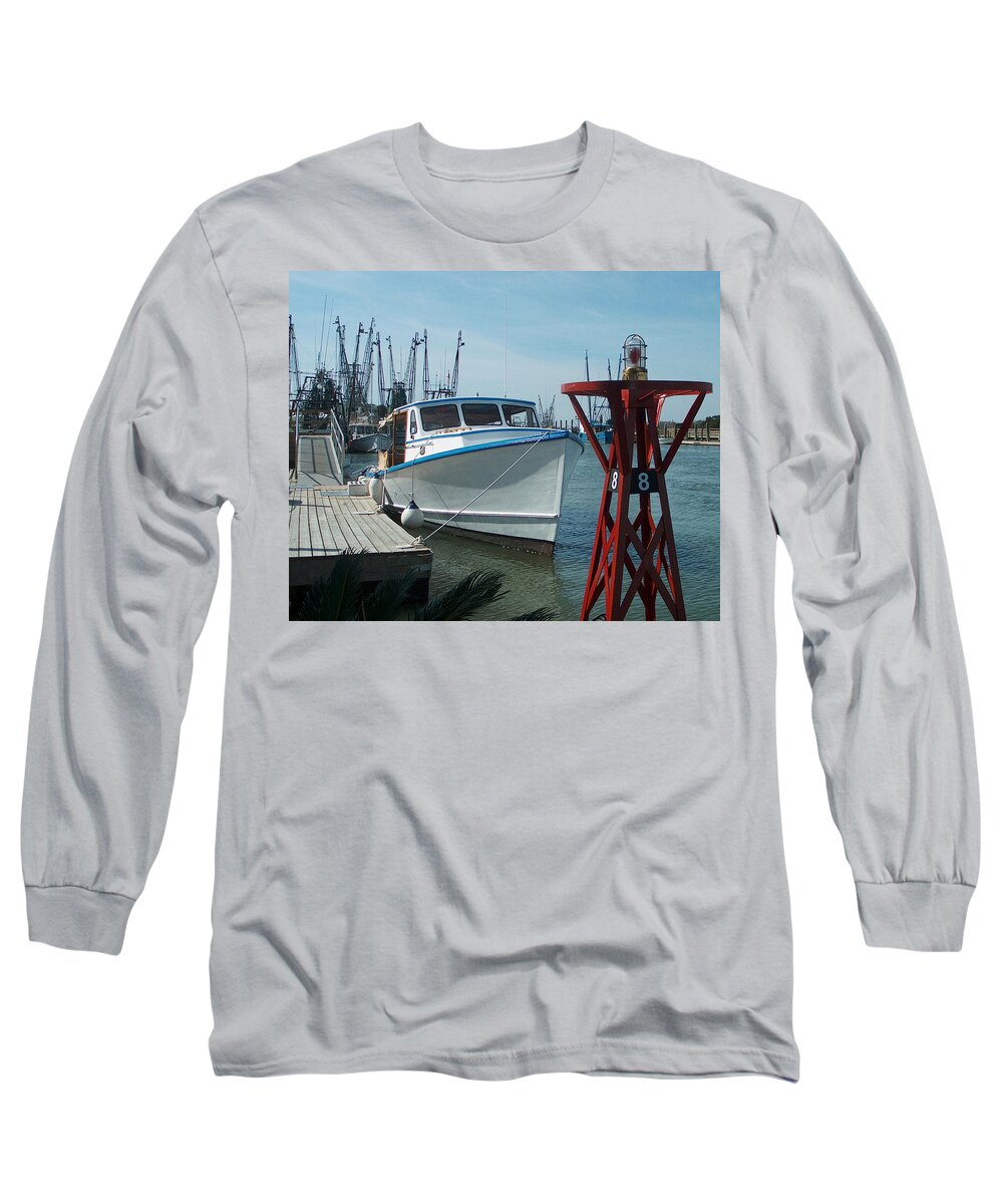 Boat Long Sleeve T-Shirt featuring the photograph Boat with Light Buoy by Jan Marvin by Jan Marvin